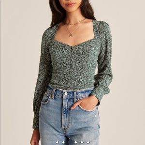 Abercrombie and Fitch Green Floral Blouse